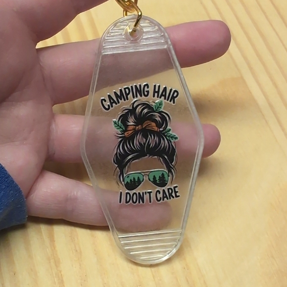 Camping Hair Keychain Glow In The Dark - Picture 2 of 3